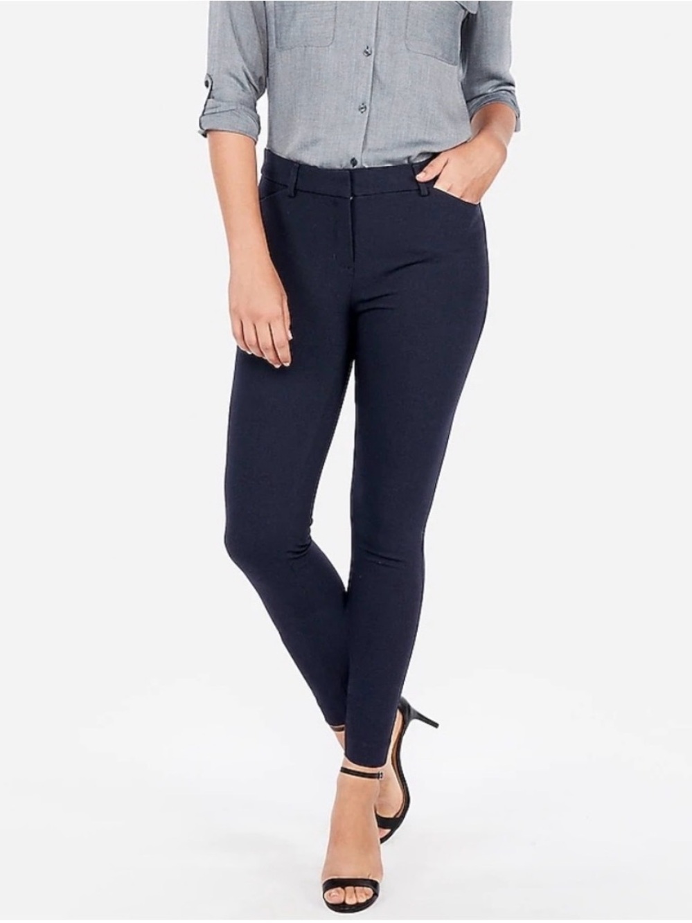 Express Navy Stretch+ Skinny Mid Rise Work Pants – Size 6R